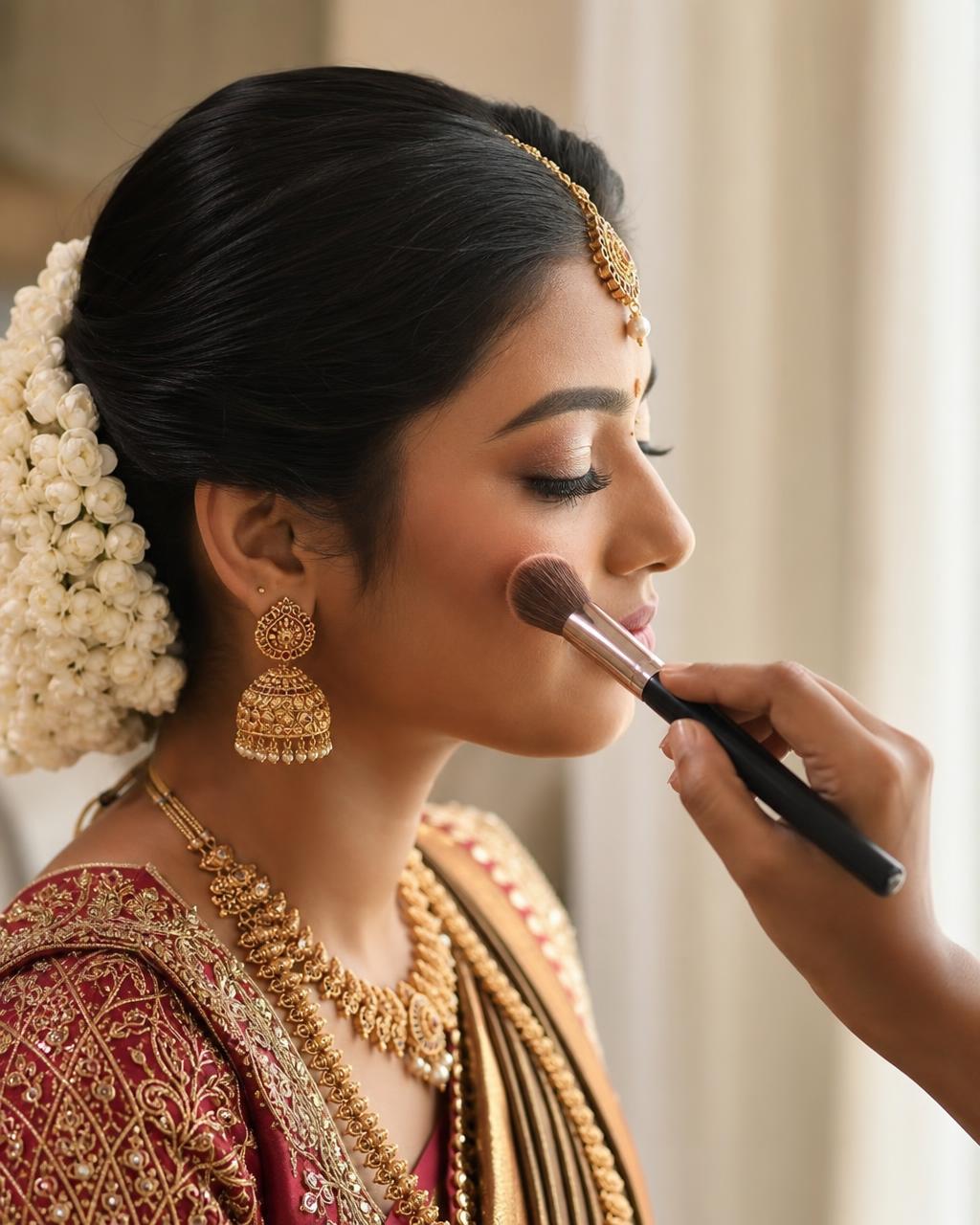 Soft glam south Indian bridal look 💄