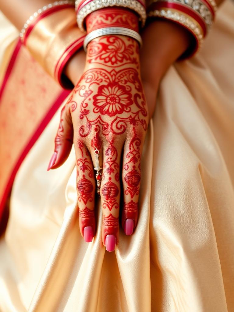 Floral mehendi with jaali detailing
